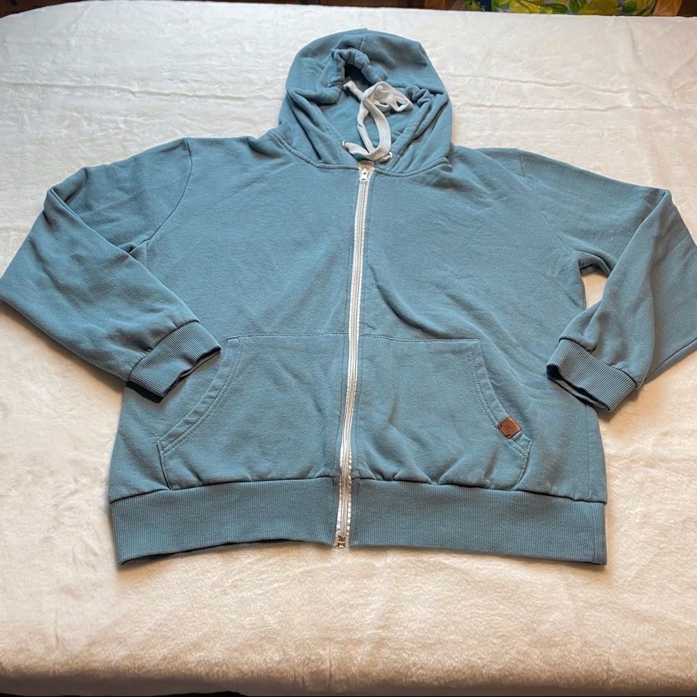 Doublju Light Green Hooded Front Zip Sweatshirt Jacket Size XL